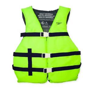 Speedo Adult Basic Life Vest with Buckle Closure in Green, 90 Pounds + Up